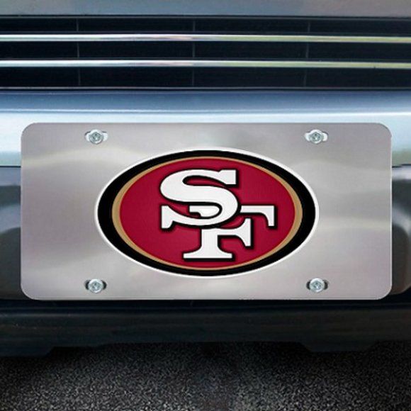 🏈🆕 SAN FRANSICO 49ERS MIRRORED DIE CAST LICENSE PLATE - STAINLESS STEEL - Picture 1 of 1
